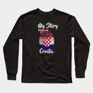 Croatia Flag Fingerprint My Story DNA Croatian Long Sleeve T-Shirt